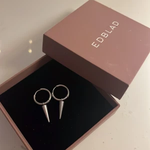 Silvriga örhängen med nit från Edblad - Coola silvriga örhängen från Edblad med rund ring och hängande konformad detalj. Perfekta för dig som gillar en edgy och stilren look. Kommer i original ask.