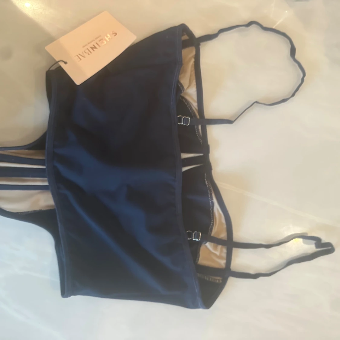 Mörkblå korsett-topp från SHEIN BAE - 2