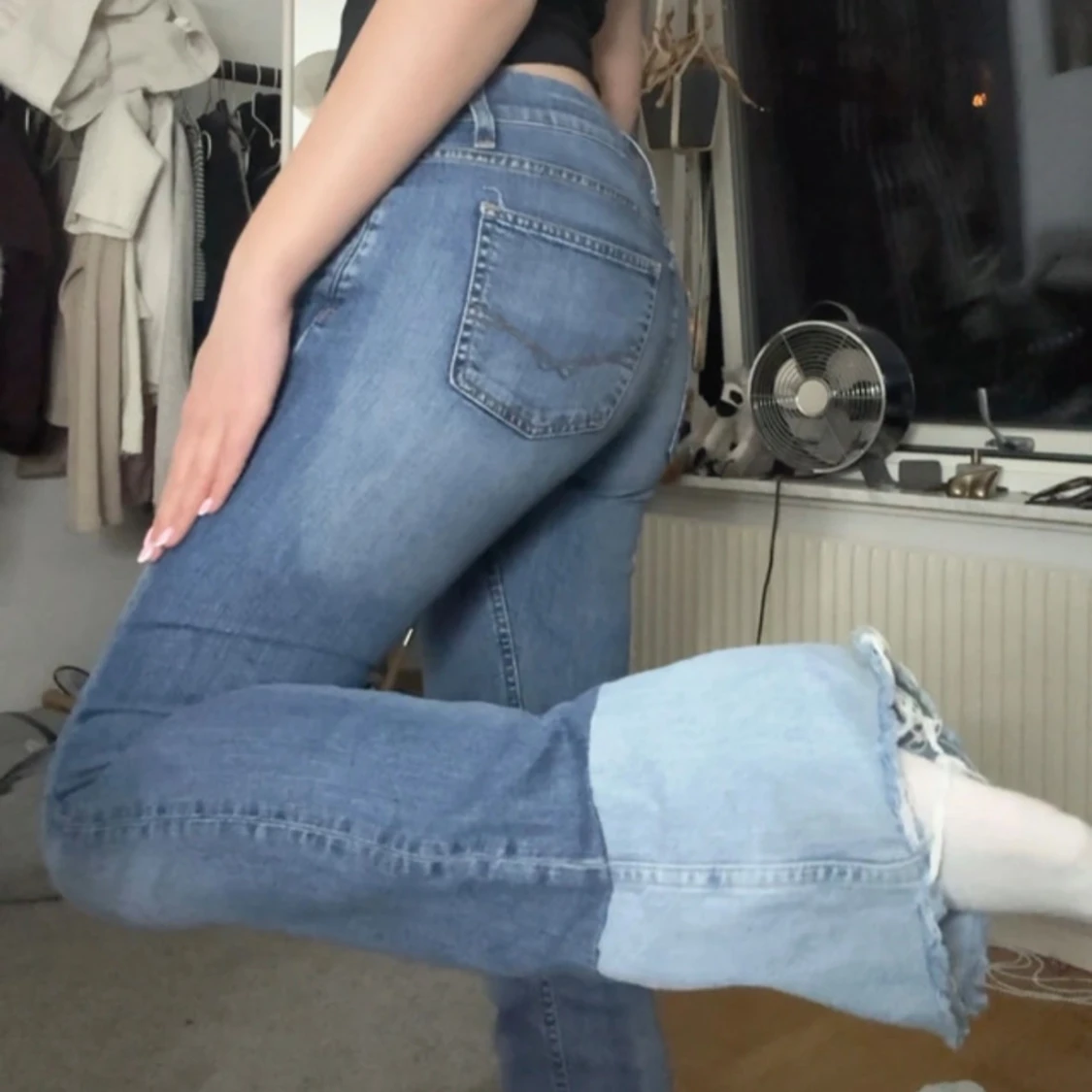 bootcut jeans med två tyg - 1