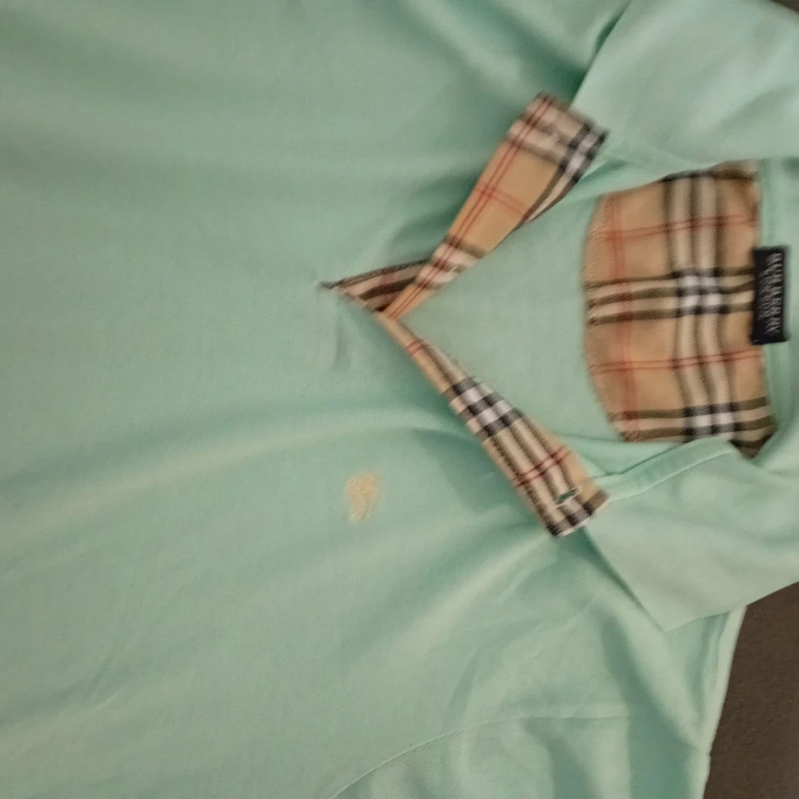 Mintgrön  skjorta med rutig krage - 1