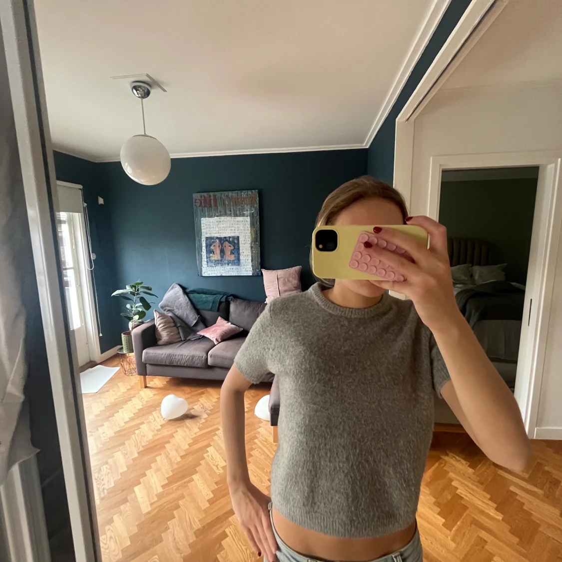 Grå stickad topp - 1