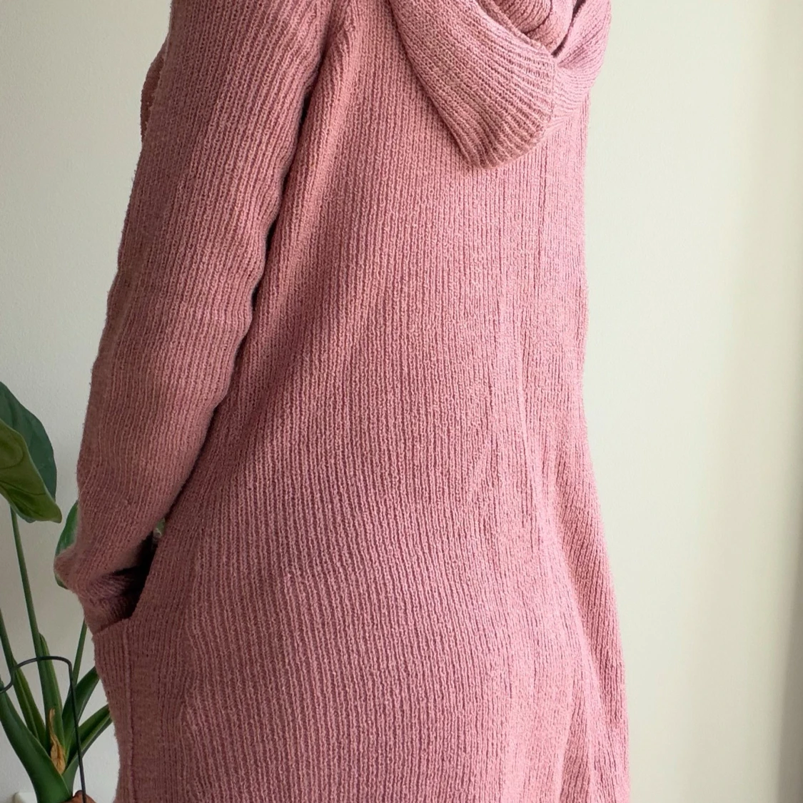 Rosa stickad kofta med huva FB Sister - 1