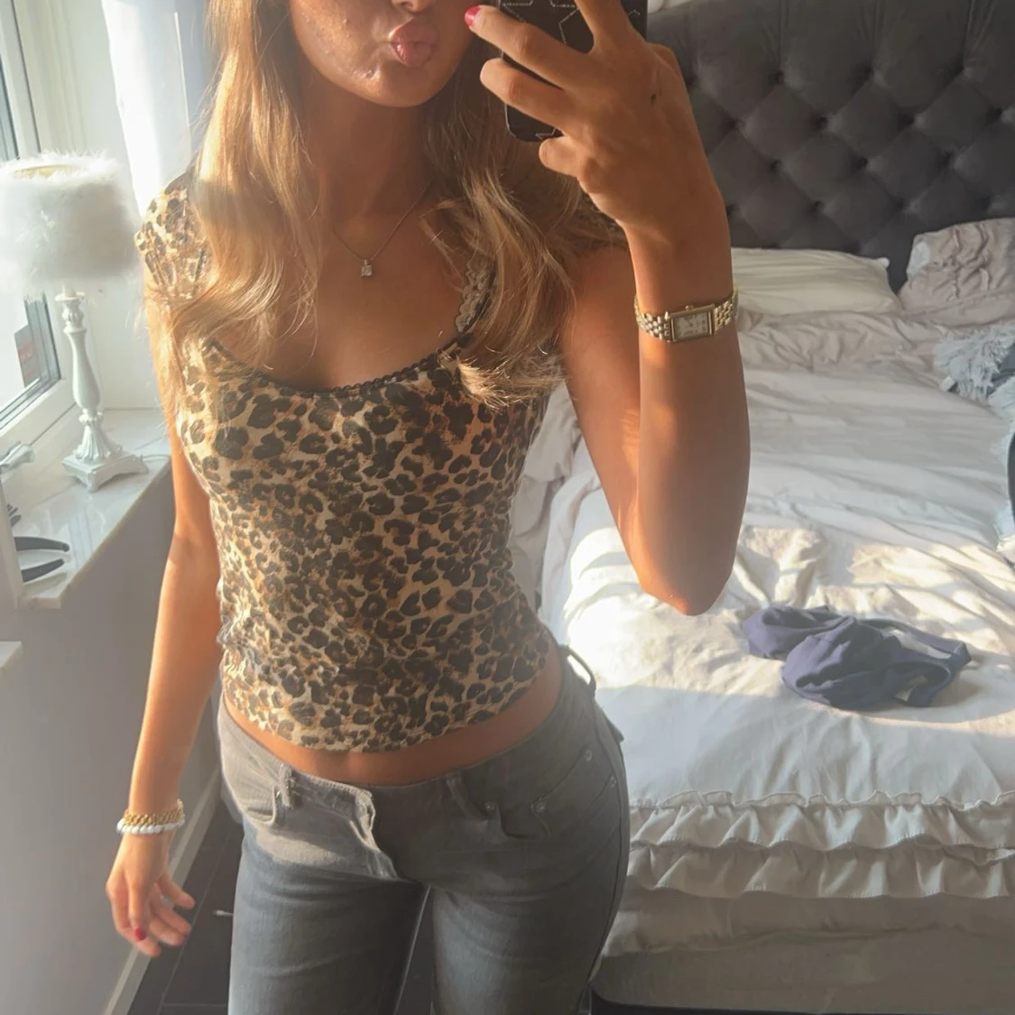 Leopardmönstrad croppad topp - 1