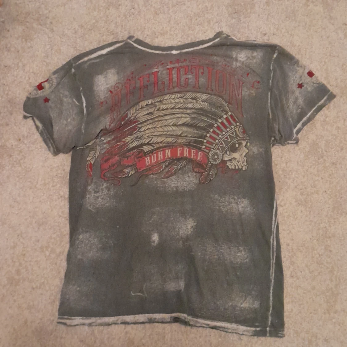 Grå Affliction Dödskalle Tshirt - 1