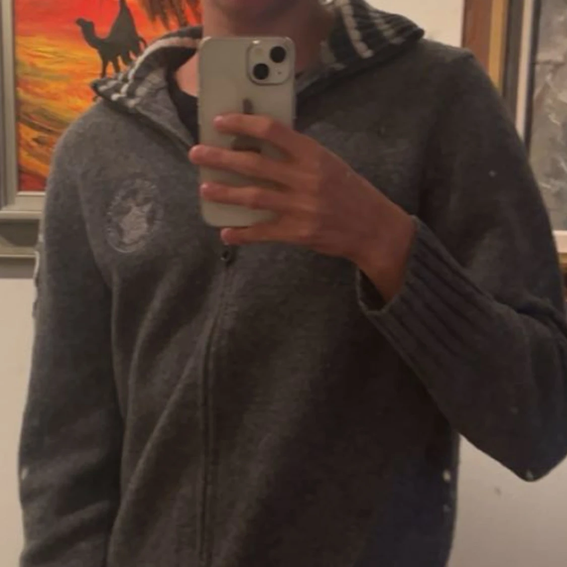 Grå stickad kofta Jean Paul  - 1