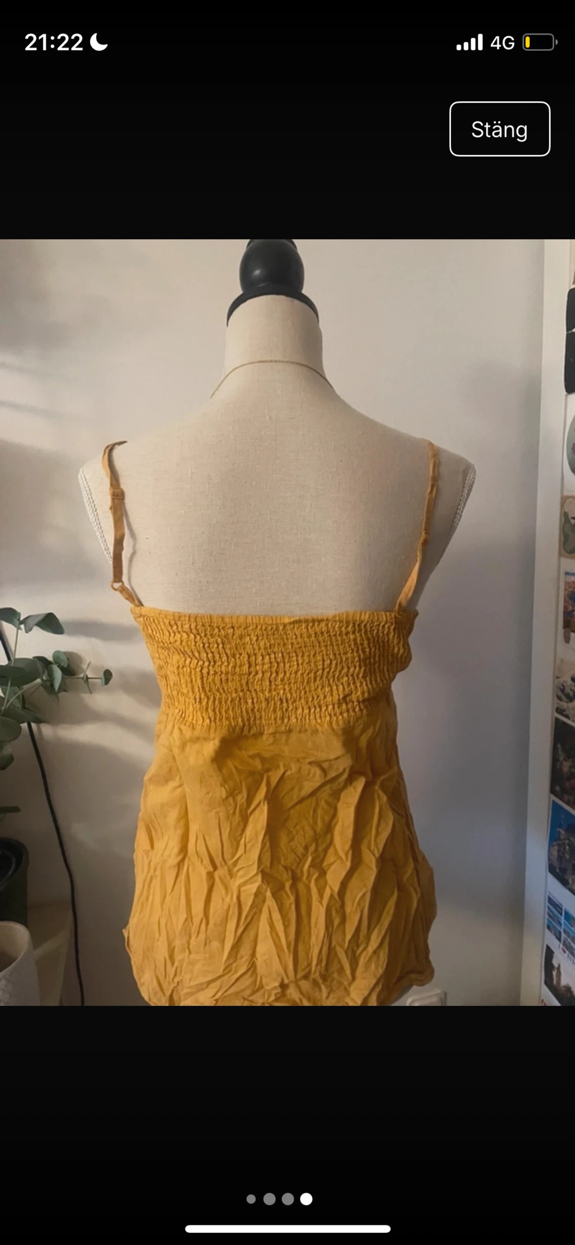 Gul broderad linnetopp med spetsdetaljer - 3