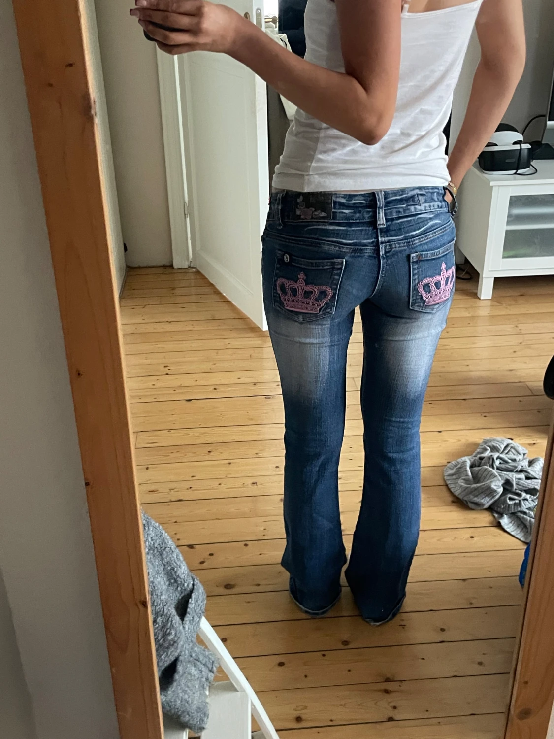Blå Crazy Age jeans med rosa krona - 1