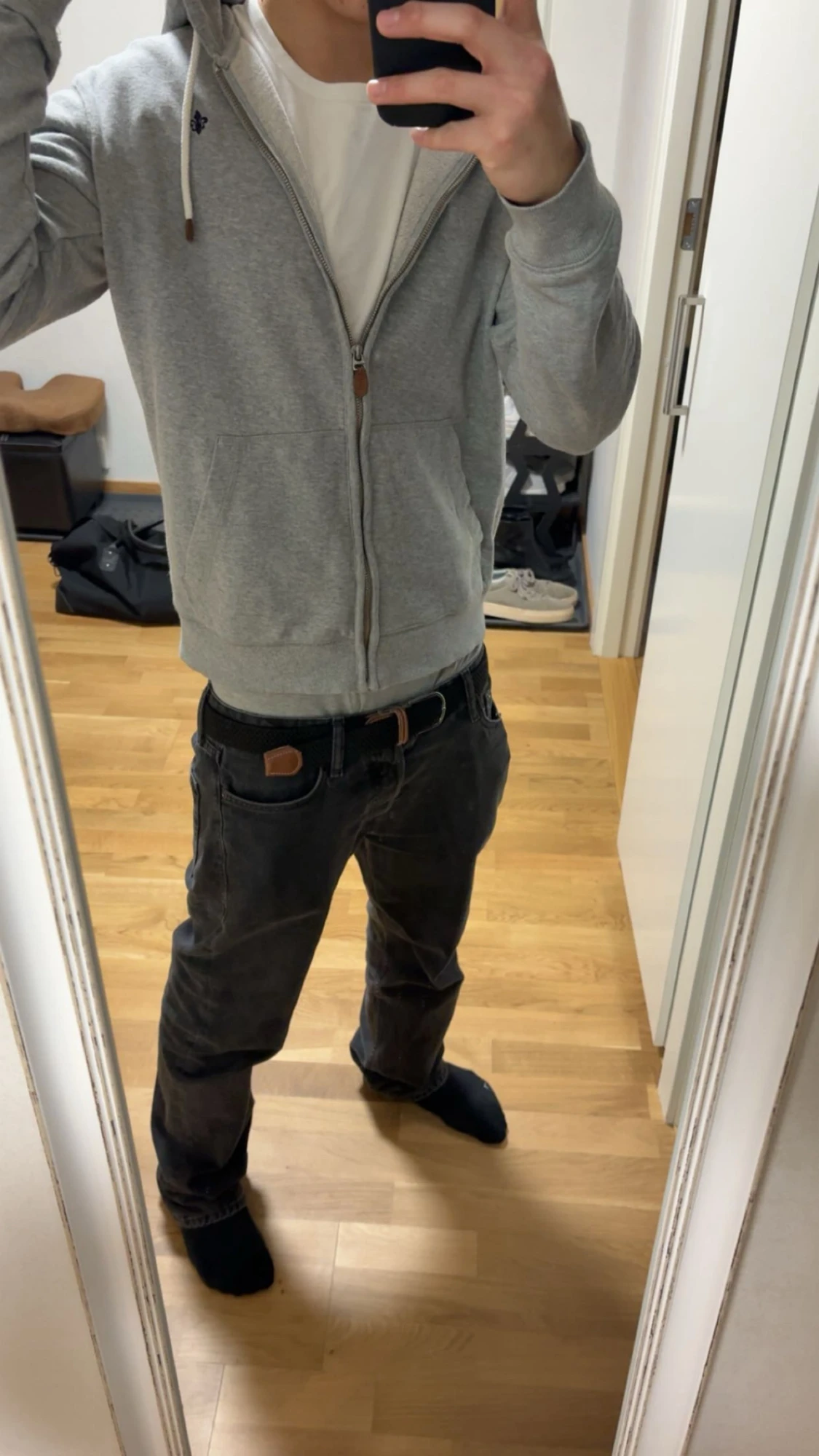 Grå hoodie från Morris med dragkedja - 1