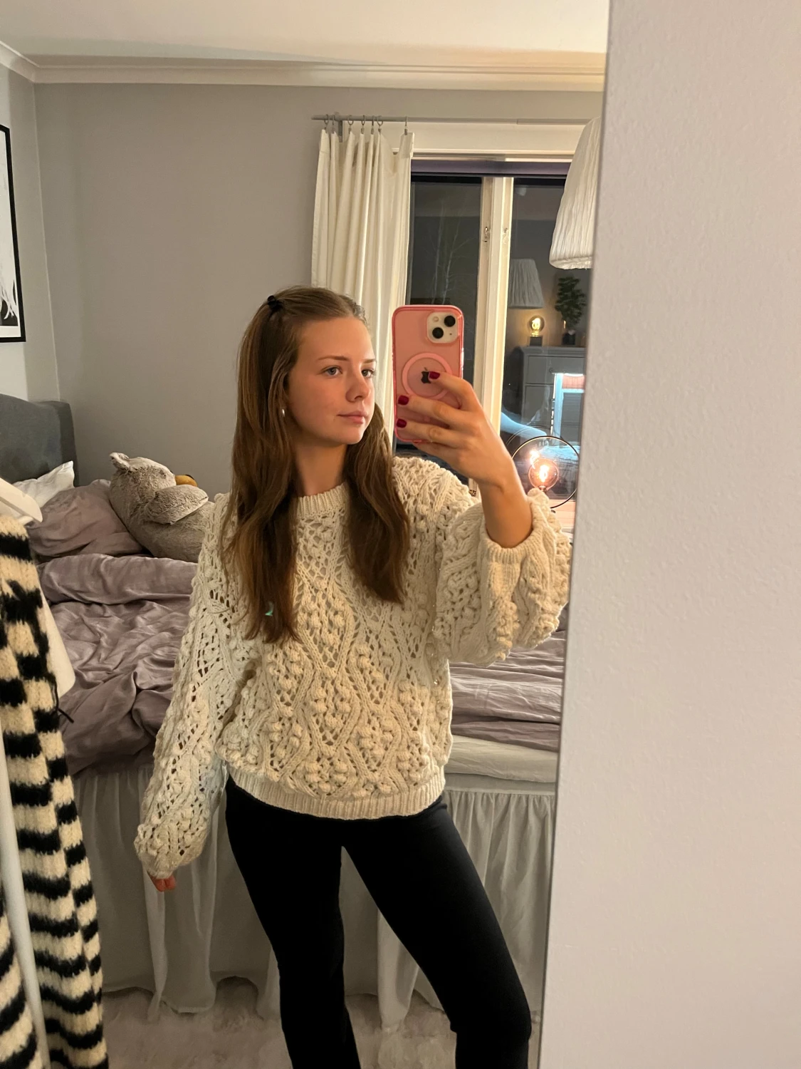 Vit chunky stickad tröja