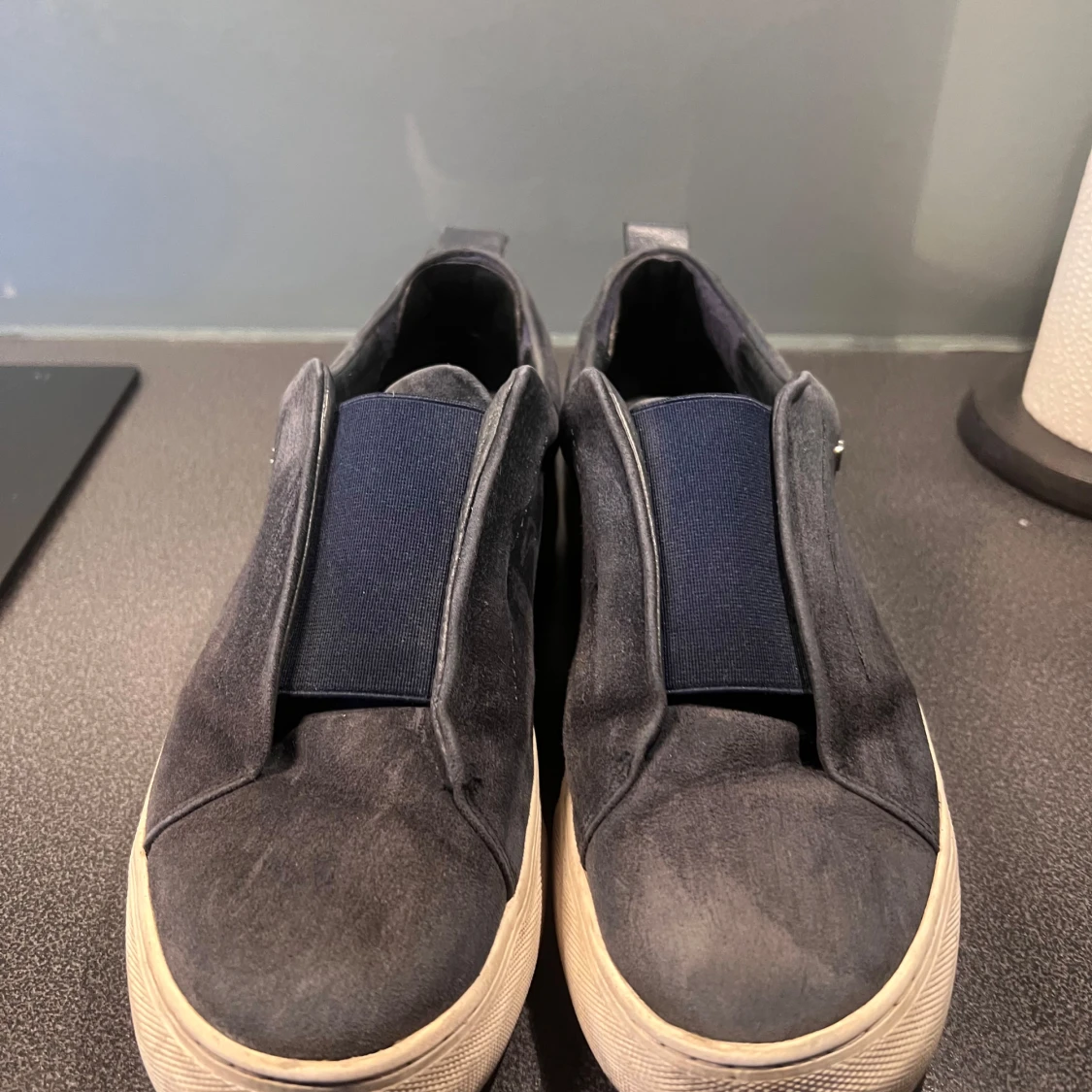 Mörkblå mocka sneakers K-cobler - 1