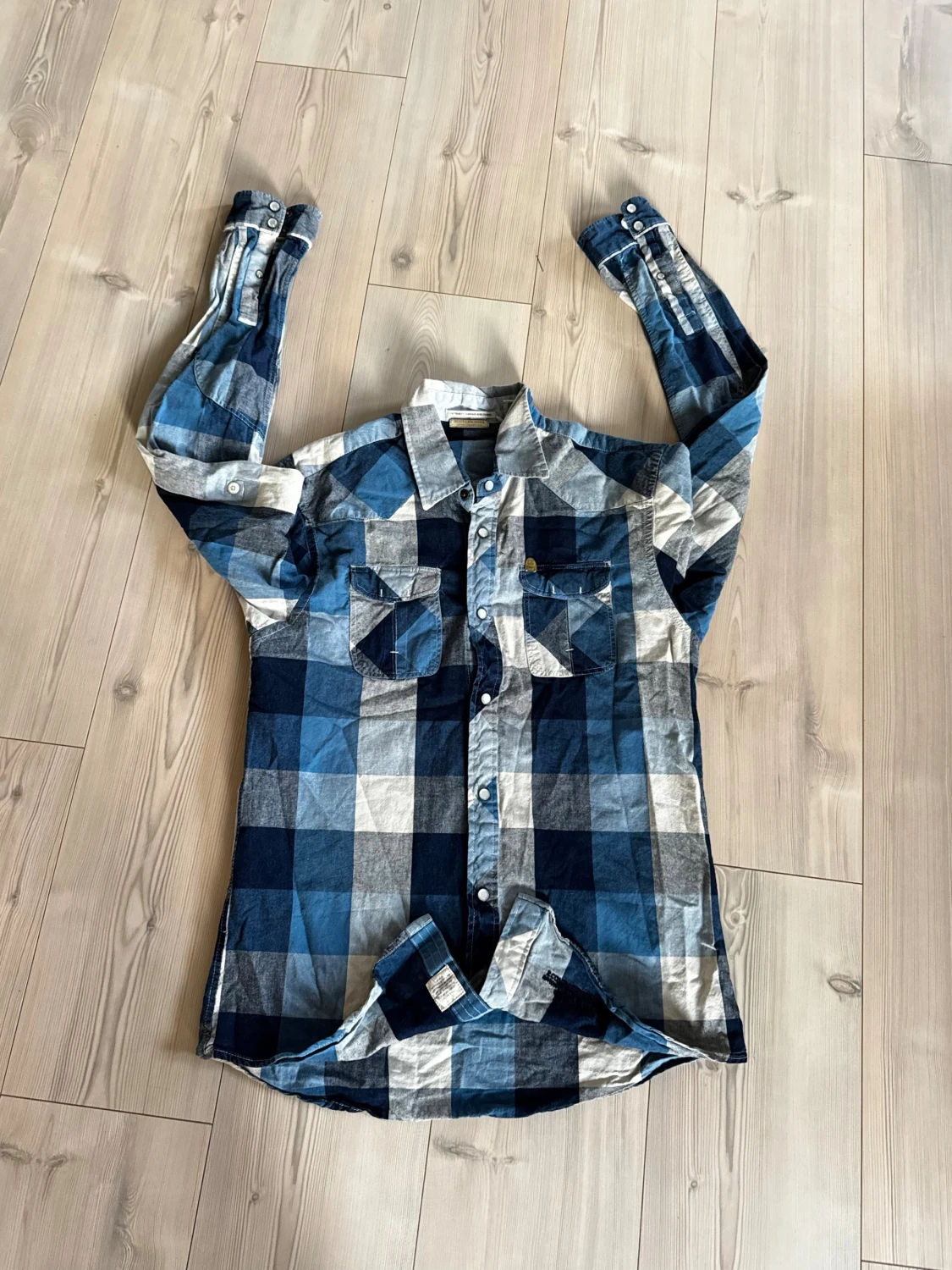 Blå och vit rutig Scotch & Soda skjorta - 1