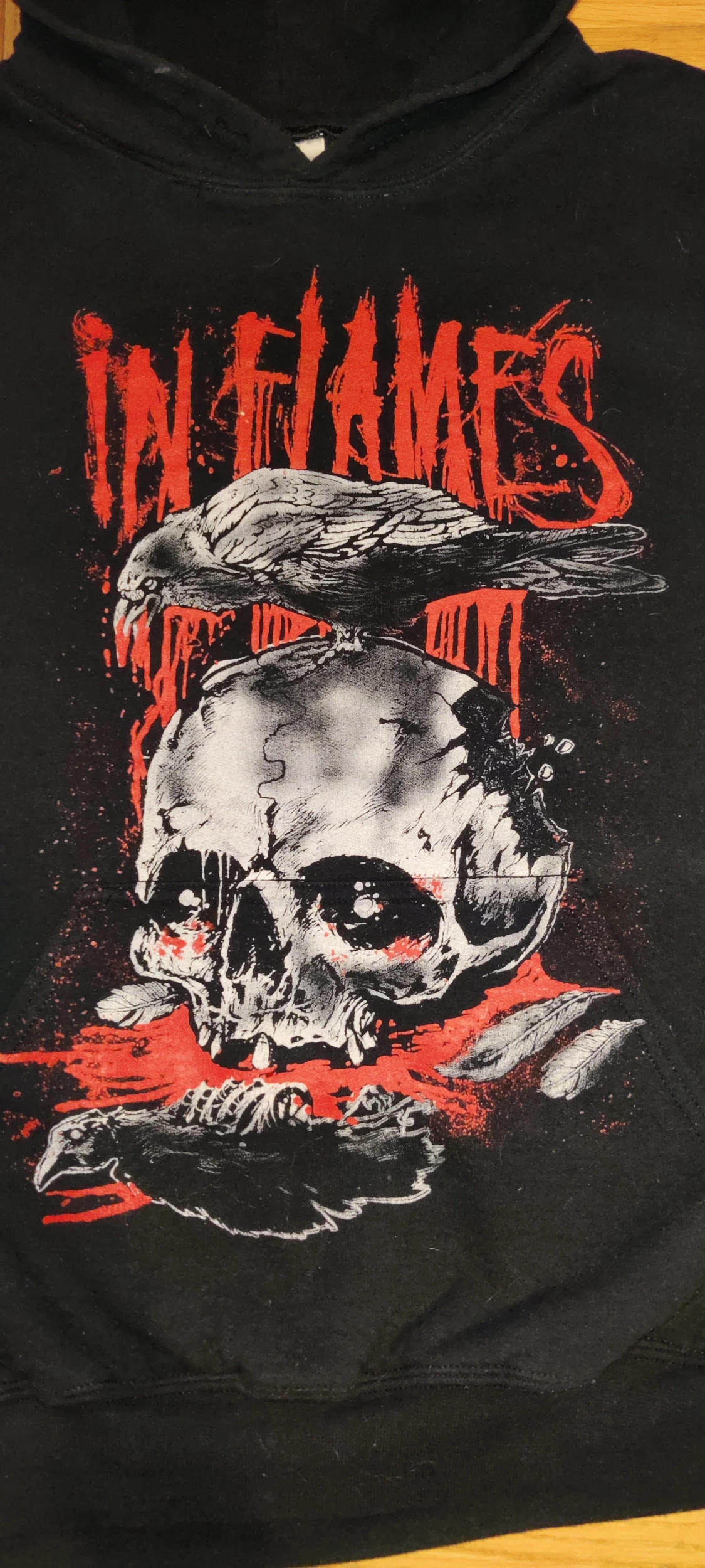 Svart In Flames hoodie med tryck - 1