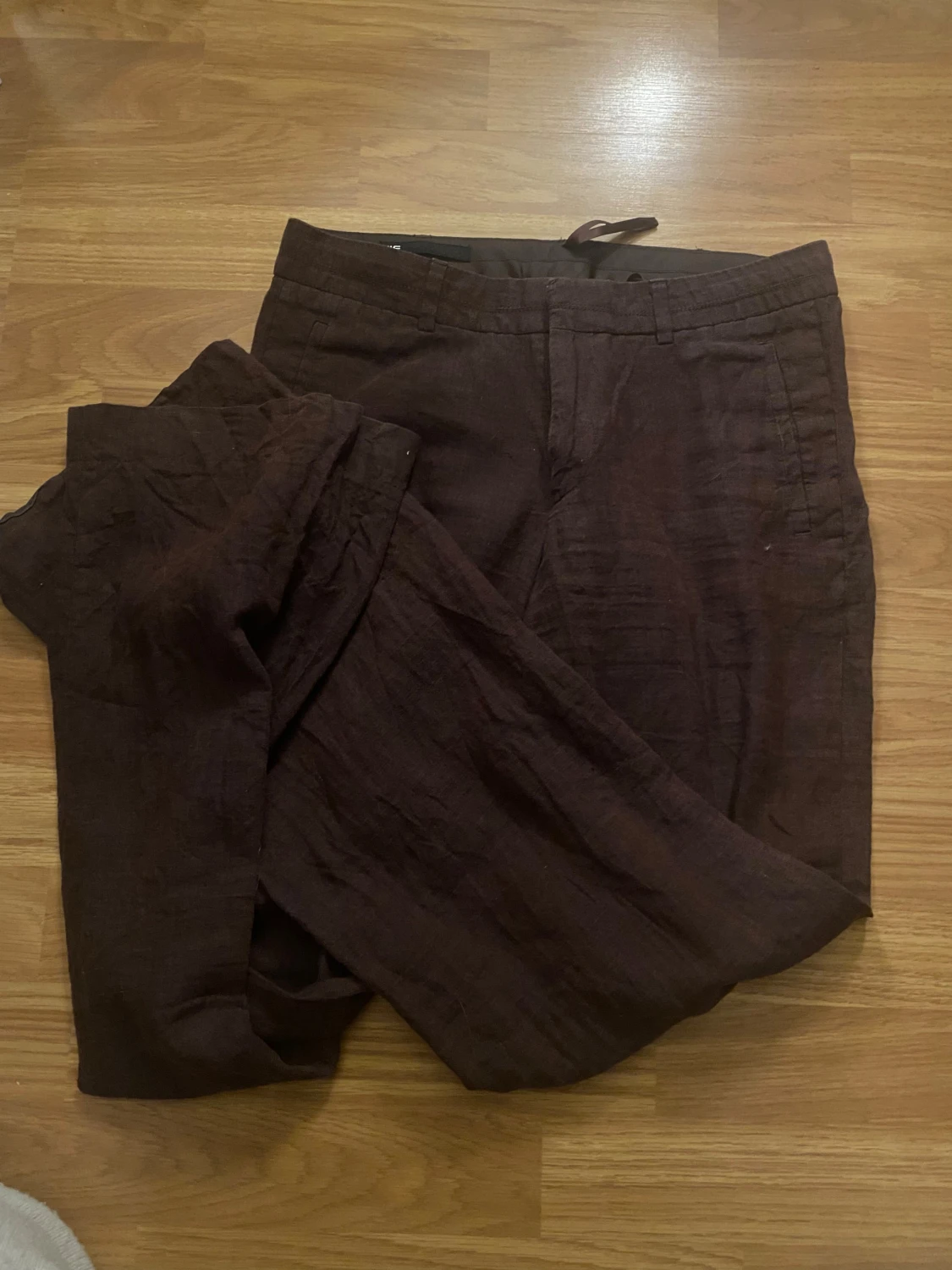 Bruna linnebyxor med wide fit - 2