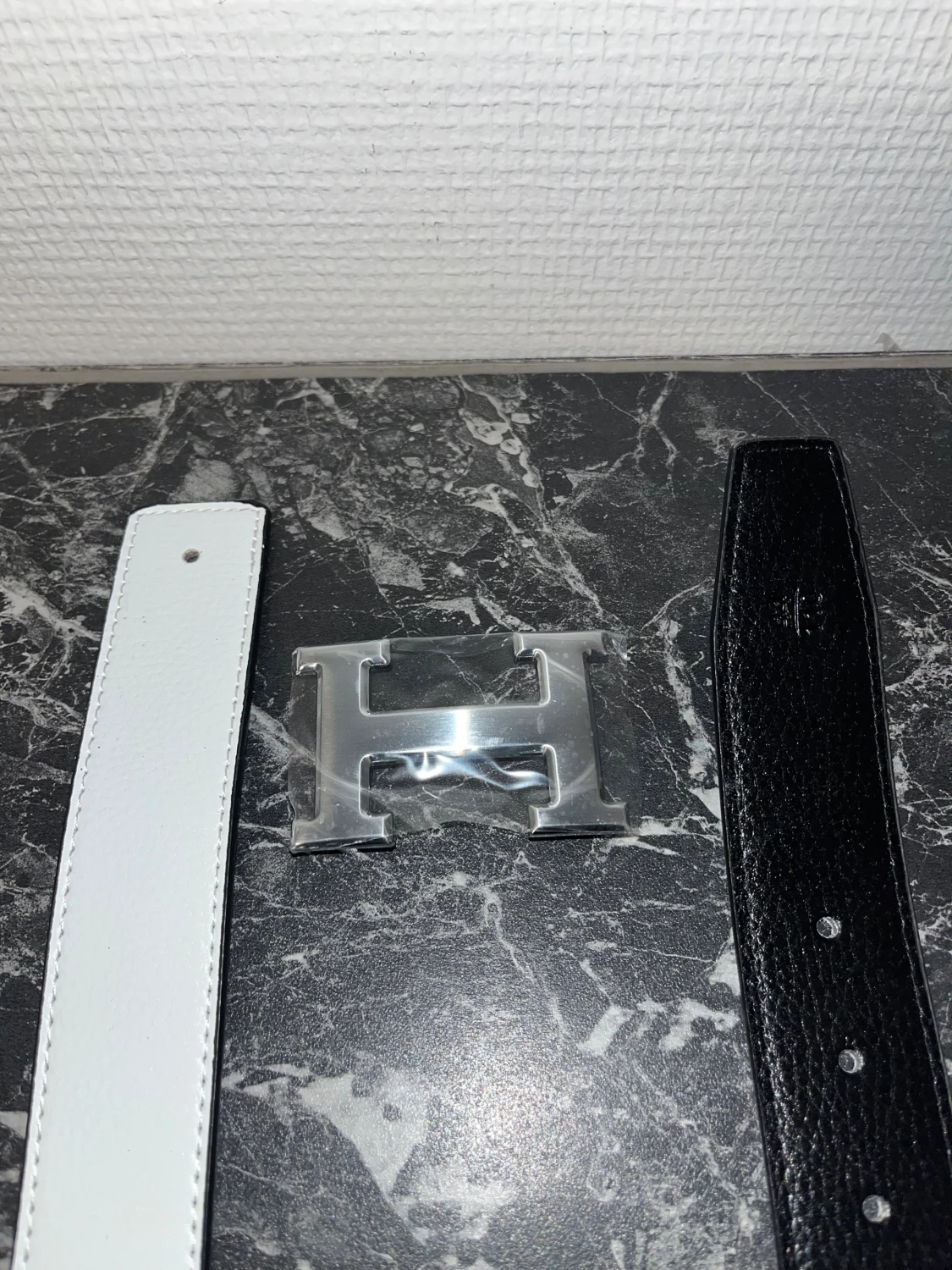 Svart och vit vändbart bälte - 2