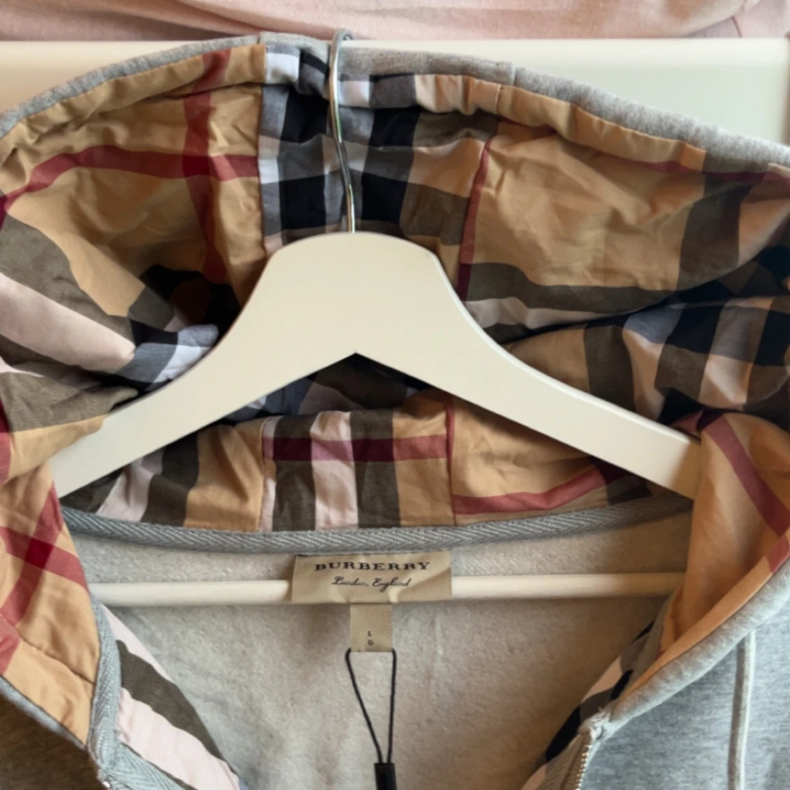 Grå Burberry hoodie zip kofta - 1