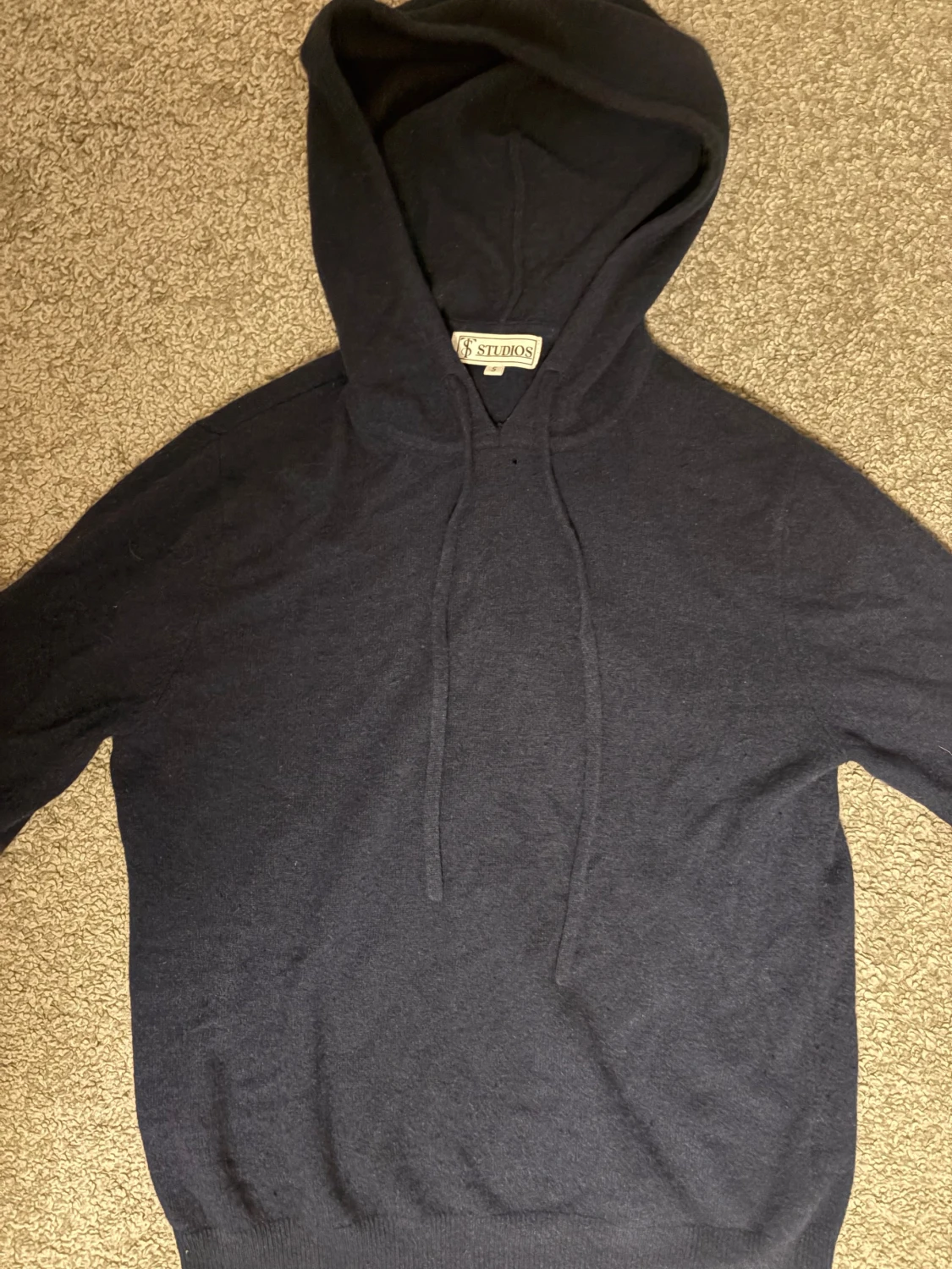 Mörkblå kashmir hoodie - 1