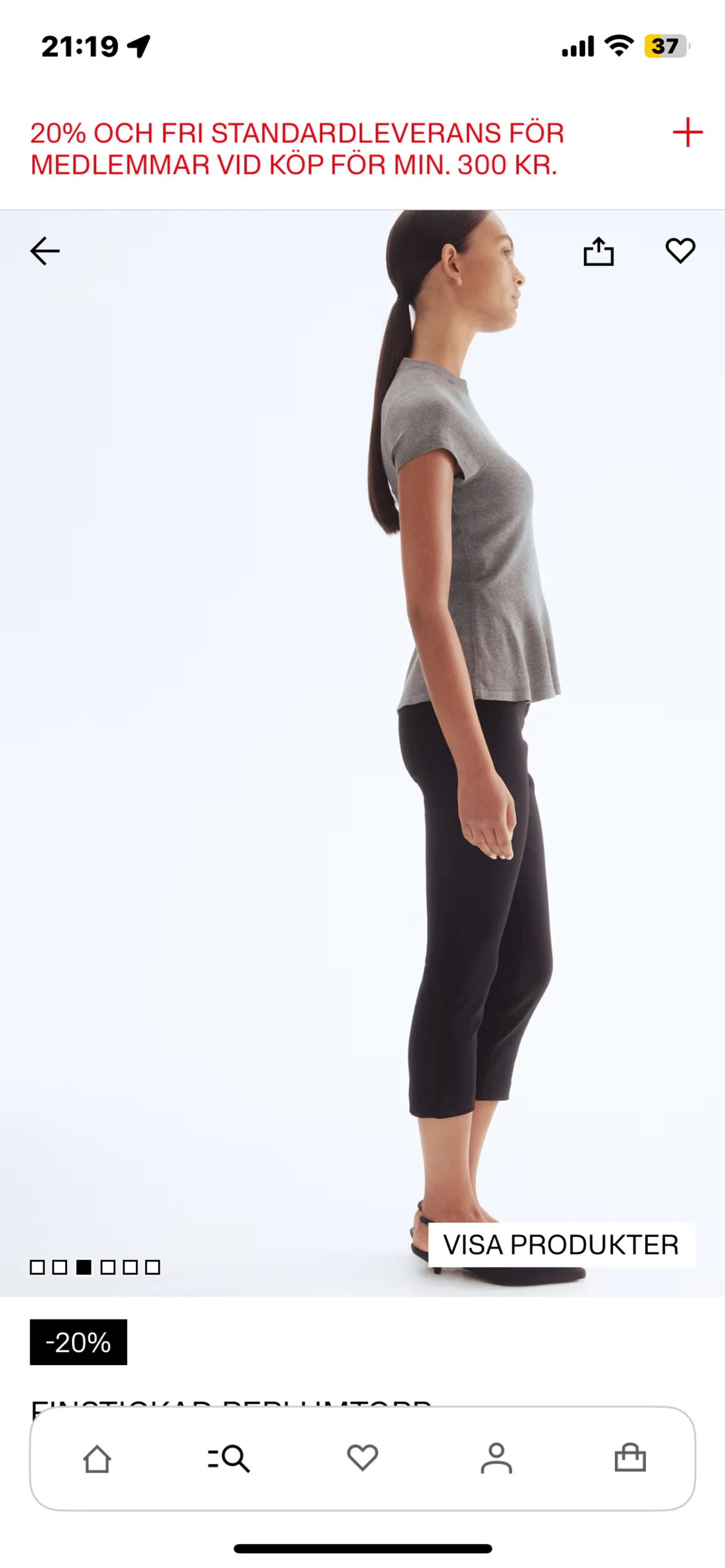 Gråmelerad stickad peplumtopp - 1