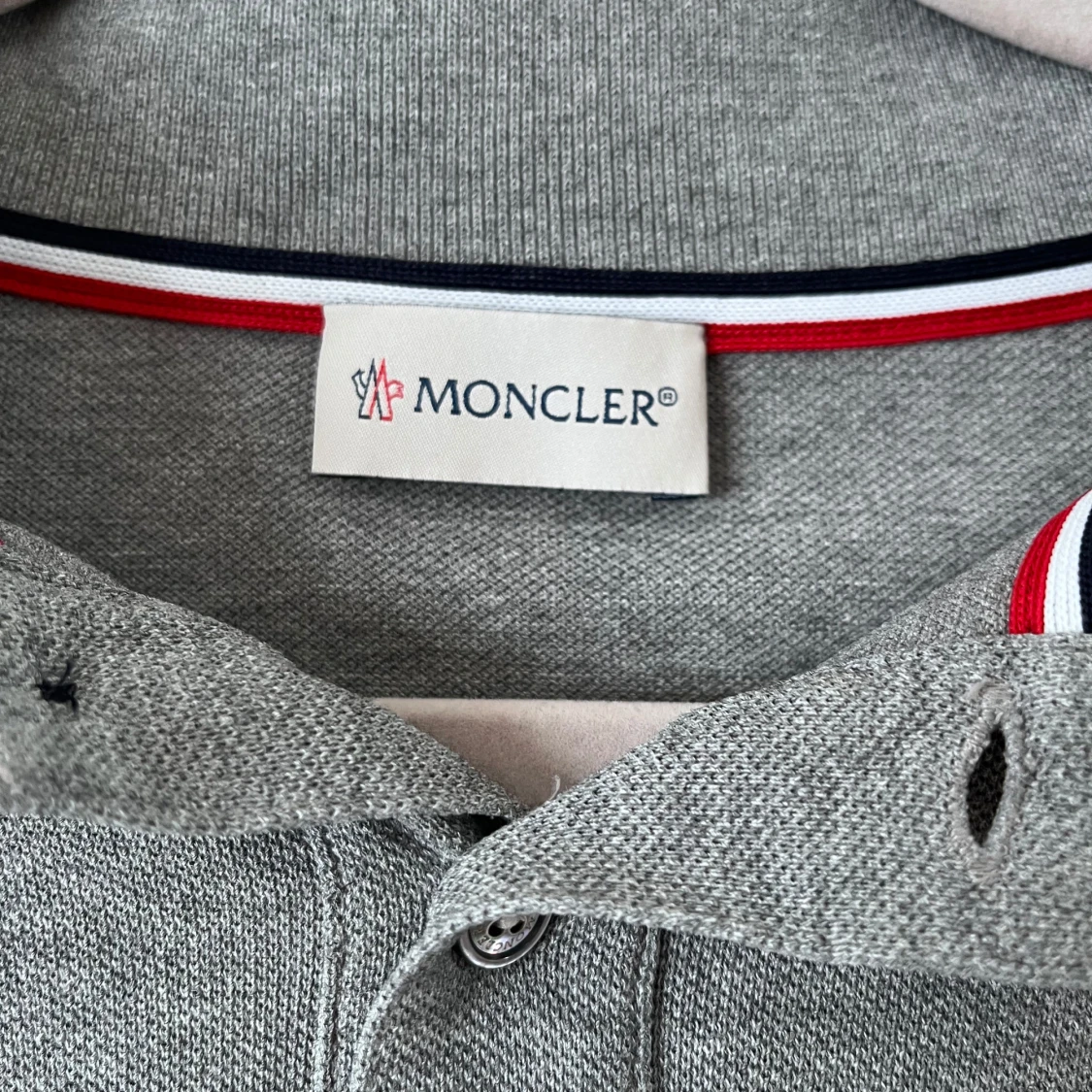 Grå Moncler pikétröja långärmad - 2