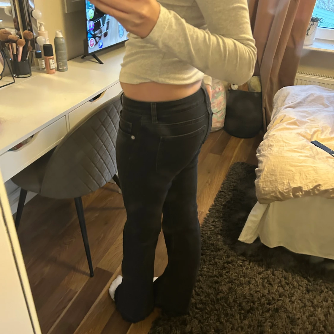 Svarta bootcut jeans låg midja - 3