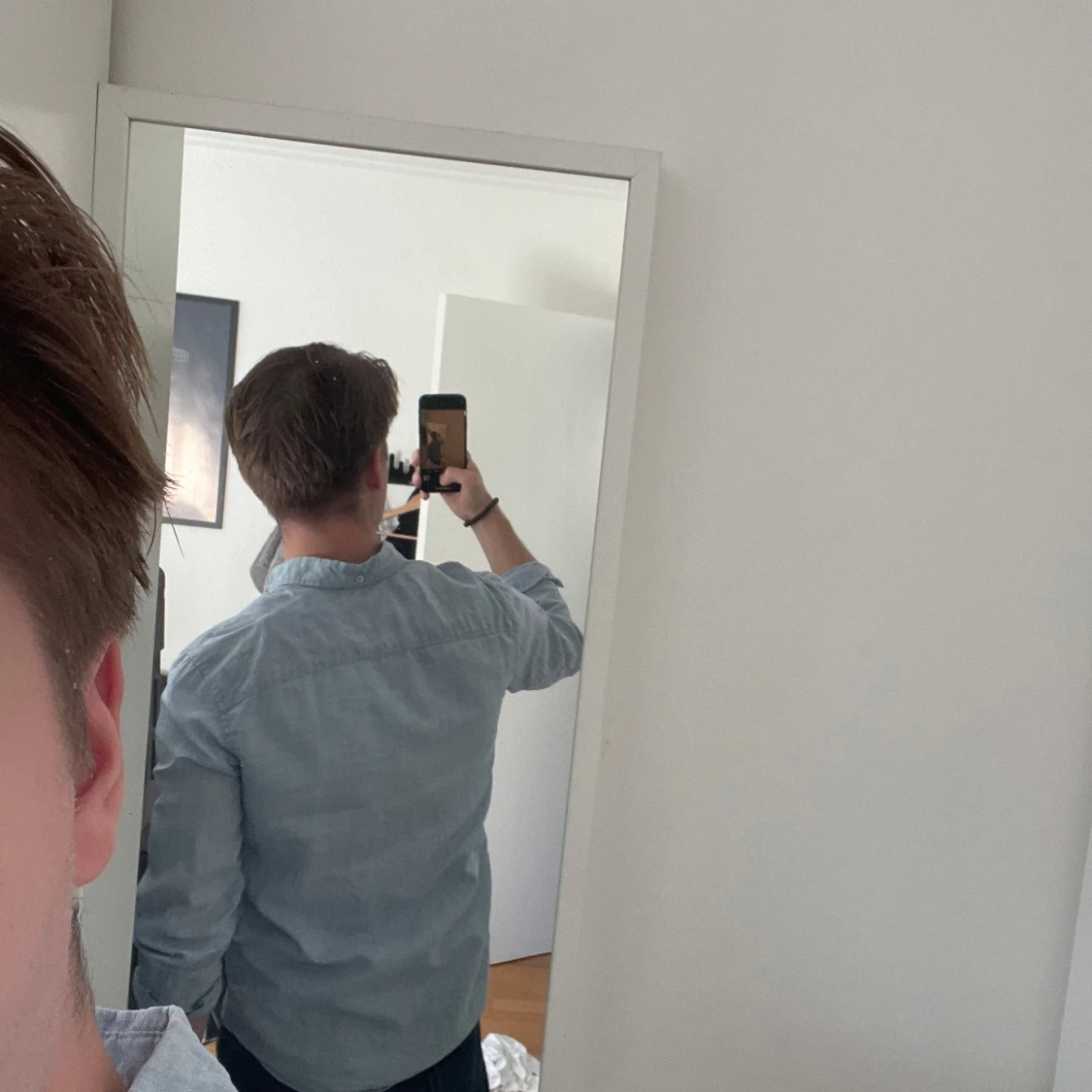 Ljusblå linne skjorta - 1