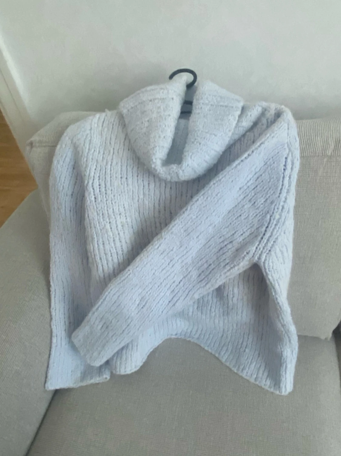 Ljusblå stickad polotröja Lindex M - 1