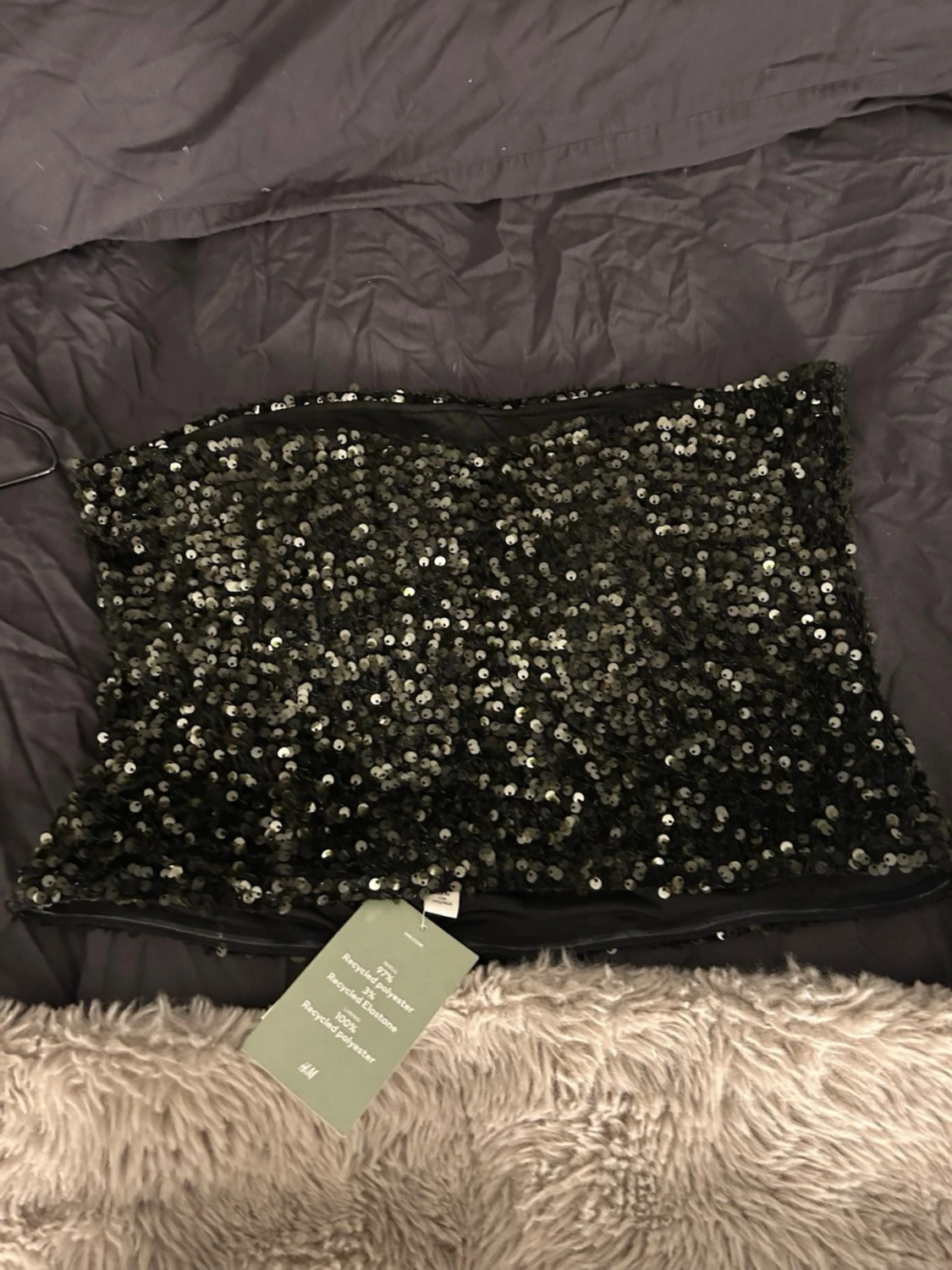 Svart grön paljett-tubtopp från H&M - 1