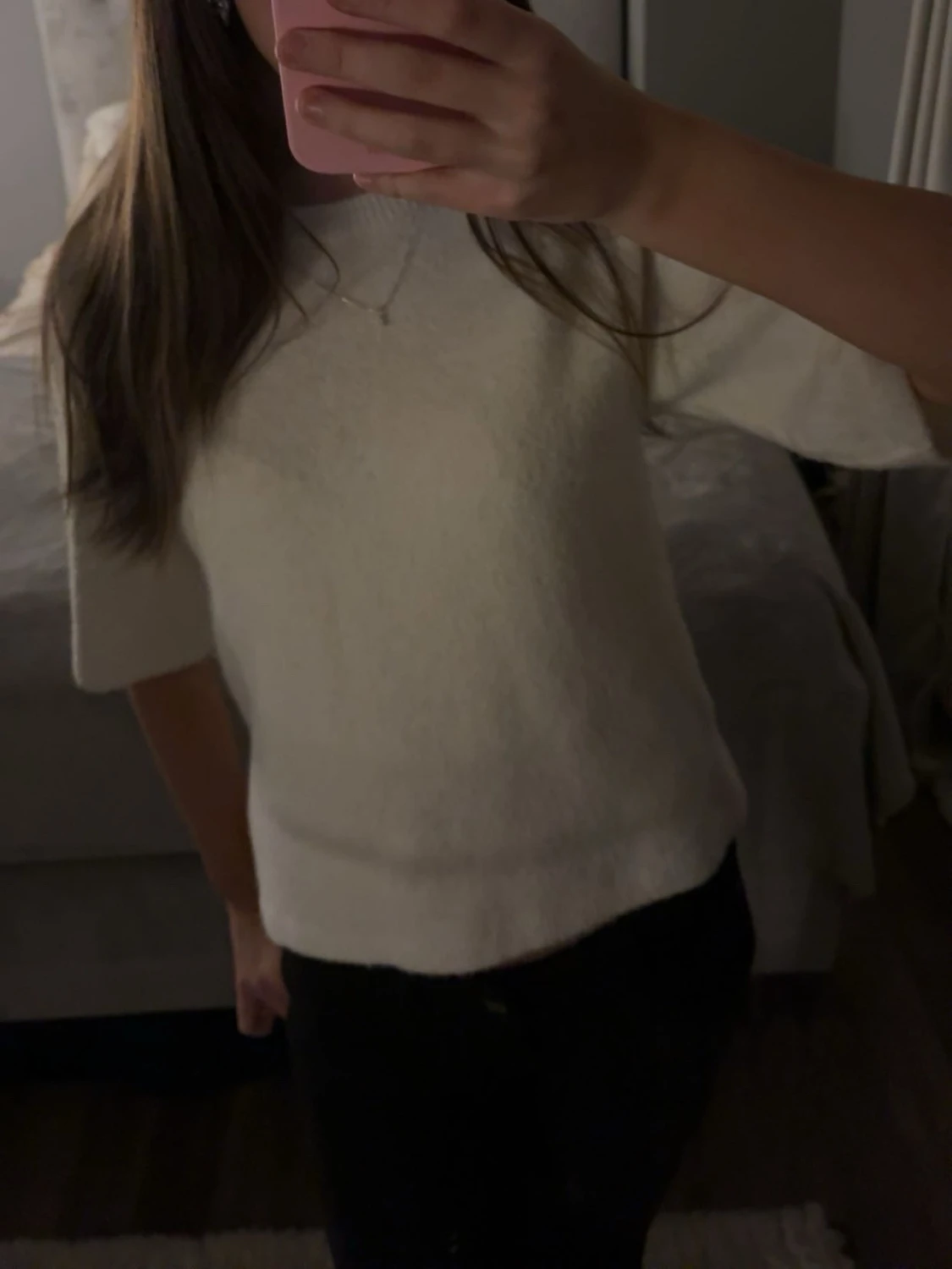 Vit stickad t-shirt - 1