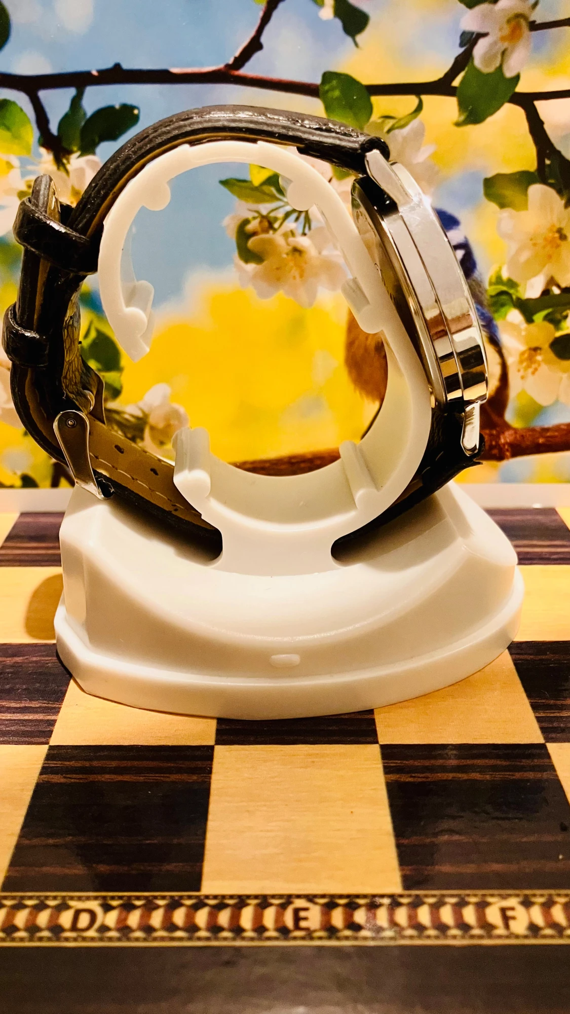 Pierre Herman Silver klocka med svart läderband - 4