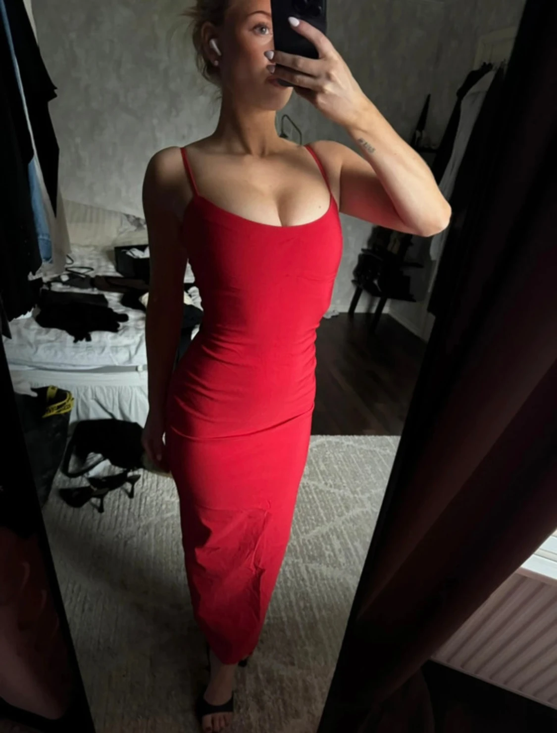 Röd SNYGG långklänning från Mango - 4