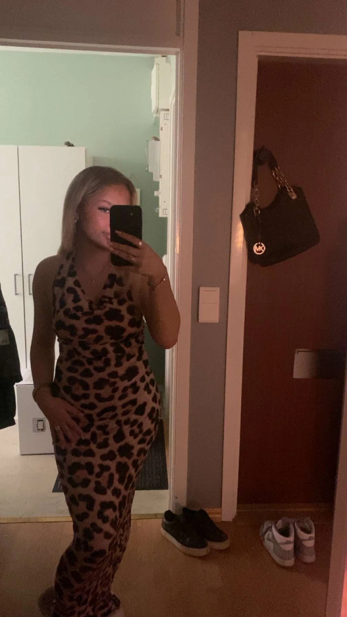 Leopardmönstrad långklänning - 1