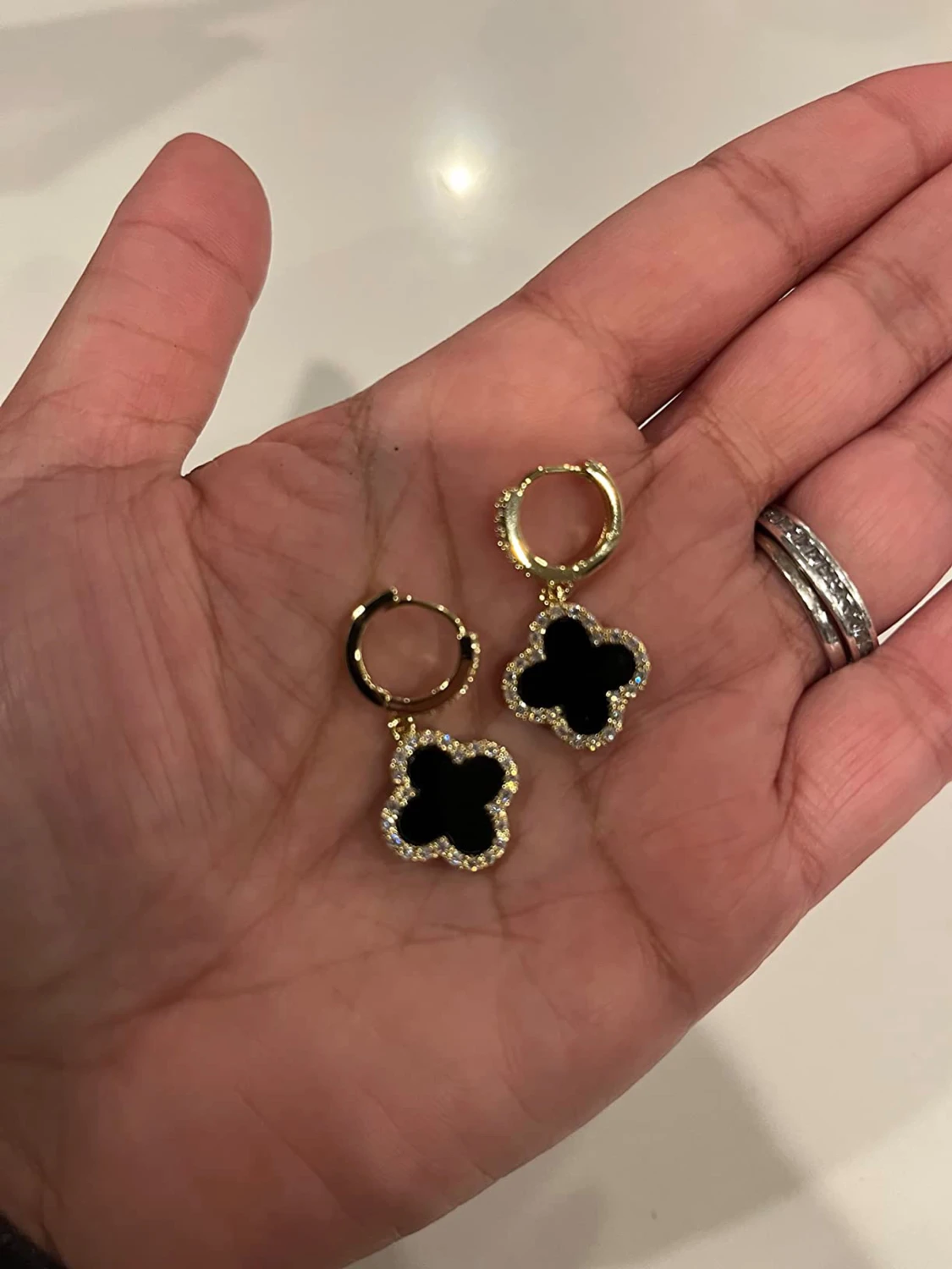 Guld clover hoops örhängen - 1