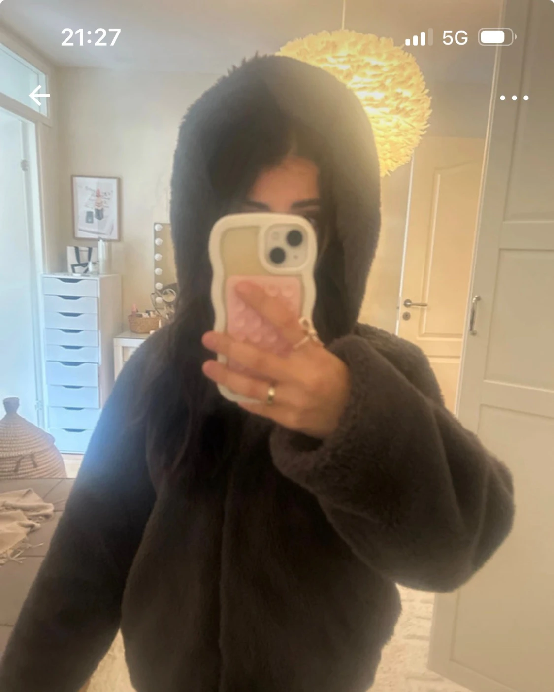 Grå  teddyjacka med huva - 2