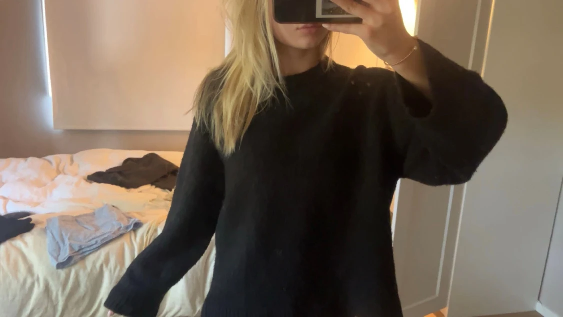 Svart oversized stickad tröja - 1