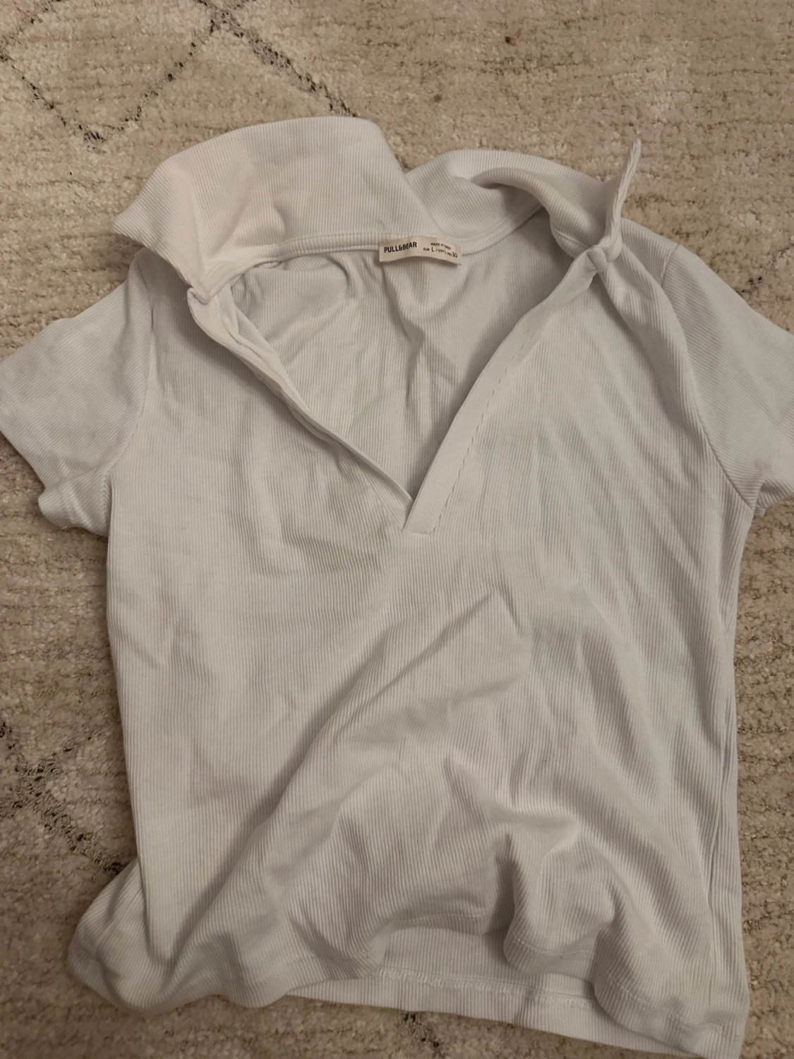 Vit ribbad polotopp från Pull&Bear - 1