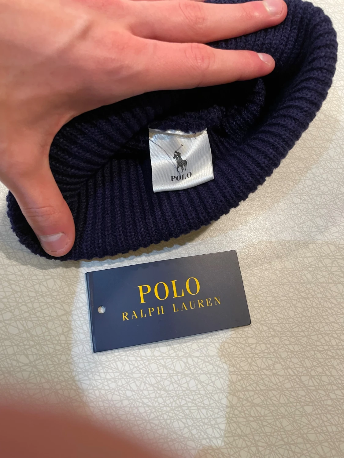 Mörkblå ribbad mössa Polo Ralph Lauren - 1