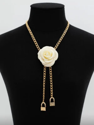 Camellia belt and necklace  - Simple and elegant. Can be used in many ways like choker and necklace also can be worn as belt . The camellia flower is inspired by Ch@nel and can be pin as a broach.