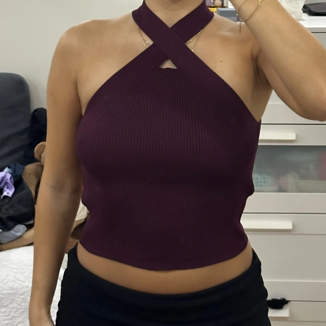 Fin tjockt tyg ribbad topp 