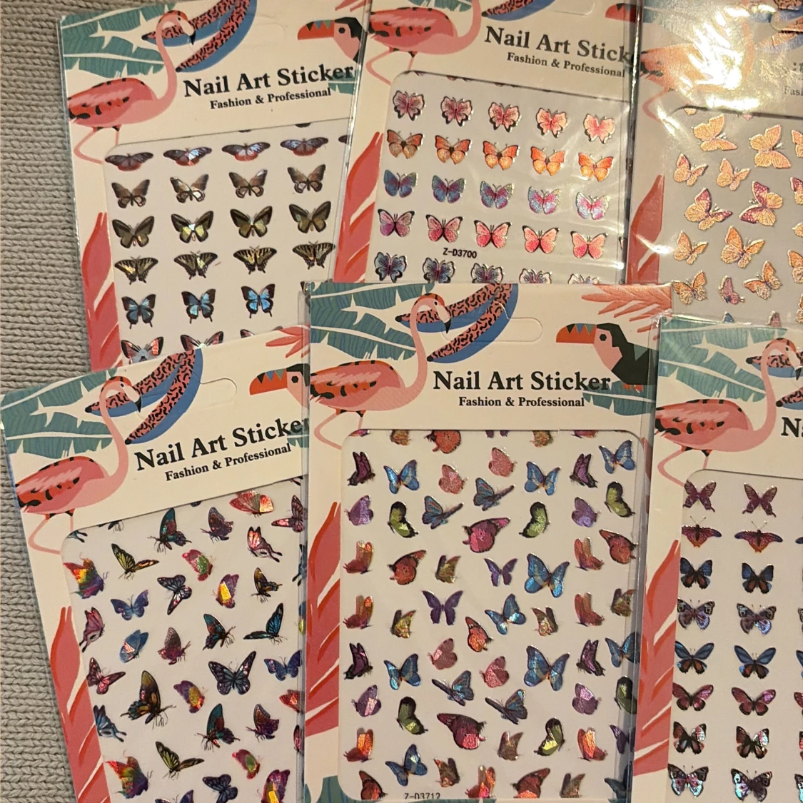 Färgglada fjärils-nagelstickers - 1