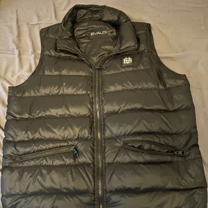Svart dunväst från Bvaldi, storlek L - Svart dunväst från Bvaldi med quiltad design och hög krage. Ny pris 1799kr- mitt pris 749:- Västen har två praktiska fickor med dragkedja och ett snyggt Bvaldi-emblem på bröstet. Perfekt för lager-på-lager och chill stil under kyliga dagar. Luvan med följer vid köp, hör av er vid frågor och intresse 🤩