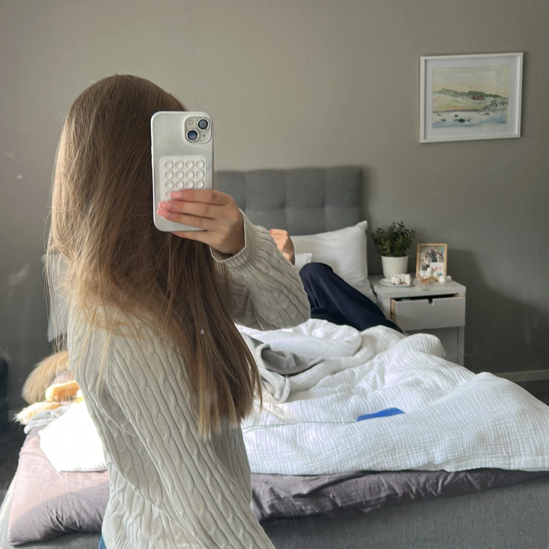 Vit kabelstickad tröja från Svea - 1