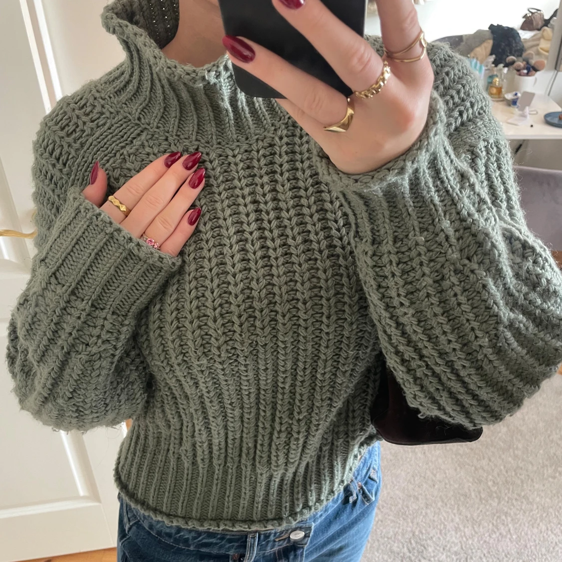 Grön stickad tröja från H&M - 1