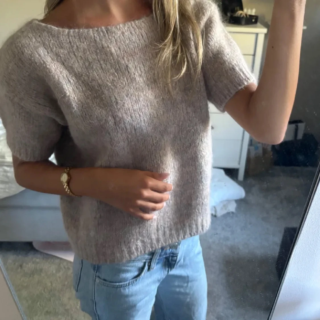 STICKAD TSHIRT BEIGE - 1