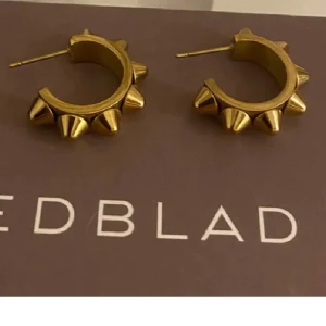 Edblad Guldörhängen med nitar - Coola Edblad örhängen i guldton med rund form och utstickande nitar runt hela ringen. Perfekt för dig som vill ha en edgy och unik stil. Snyggt att matcha med andra smycken eller låta dem sticka ut på egen hand.