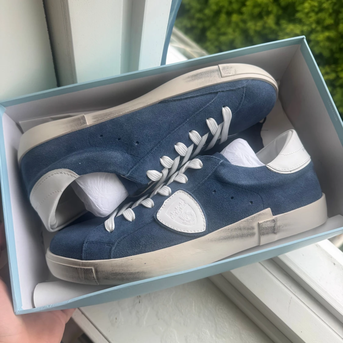 Blå Philippe Model mocka sneakers