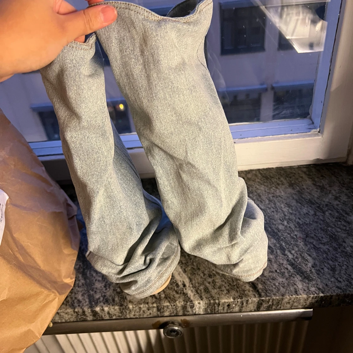 Ljusblå denim boots med spetsig tå från BERSHKA - 2