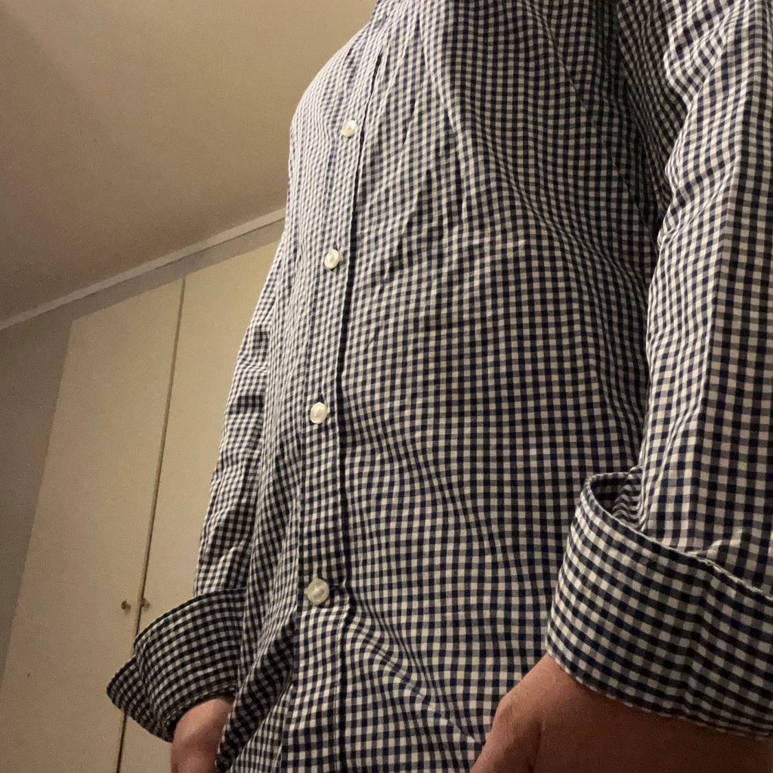 Blårutig slim fit skjorta från H&M - 1