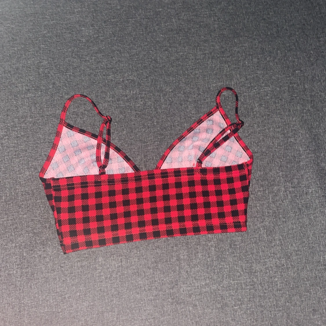 Rutig röd och svart linnetopp + kjol - 1