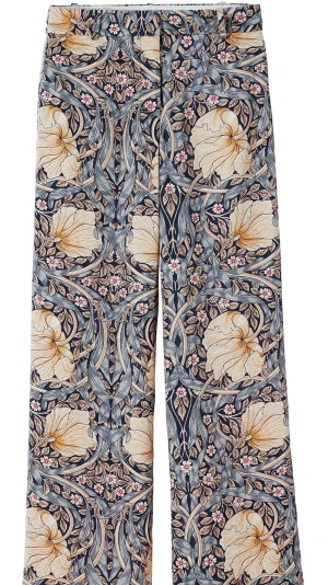 H&M X MORRIS Blommiga vida byxor i bomull - Säljer ett par riktigt snygga vida byxor med stort blommönster i beige, blått och inslag av rosa. Byxorna har hög midja och raka, lösa ben för en chill och trendig look. Tillverkade i mjuk bomull som känns skön mot huden. FRÅN H&M X MORRIS & CO-KOLLEKTIONEN