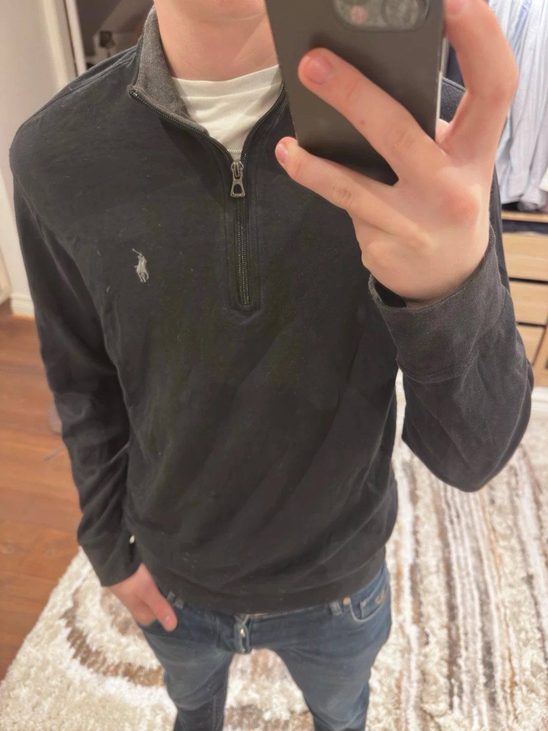 Svart half zip quarterzip tröja Polo Ralph Lauren