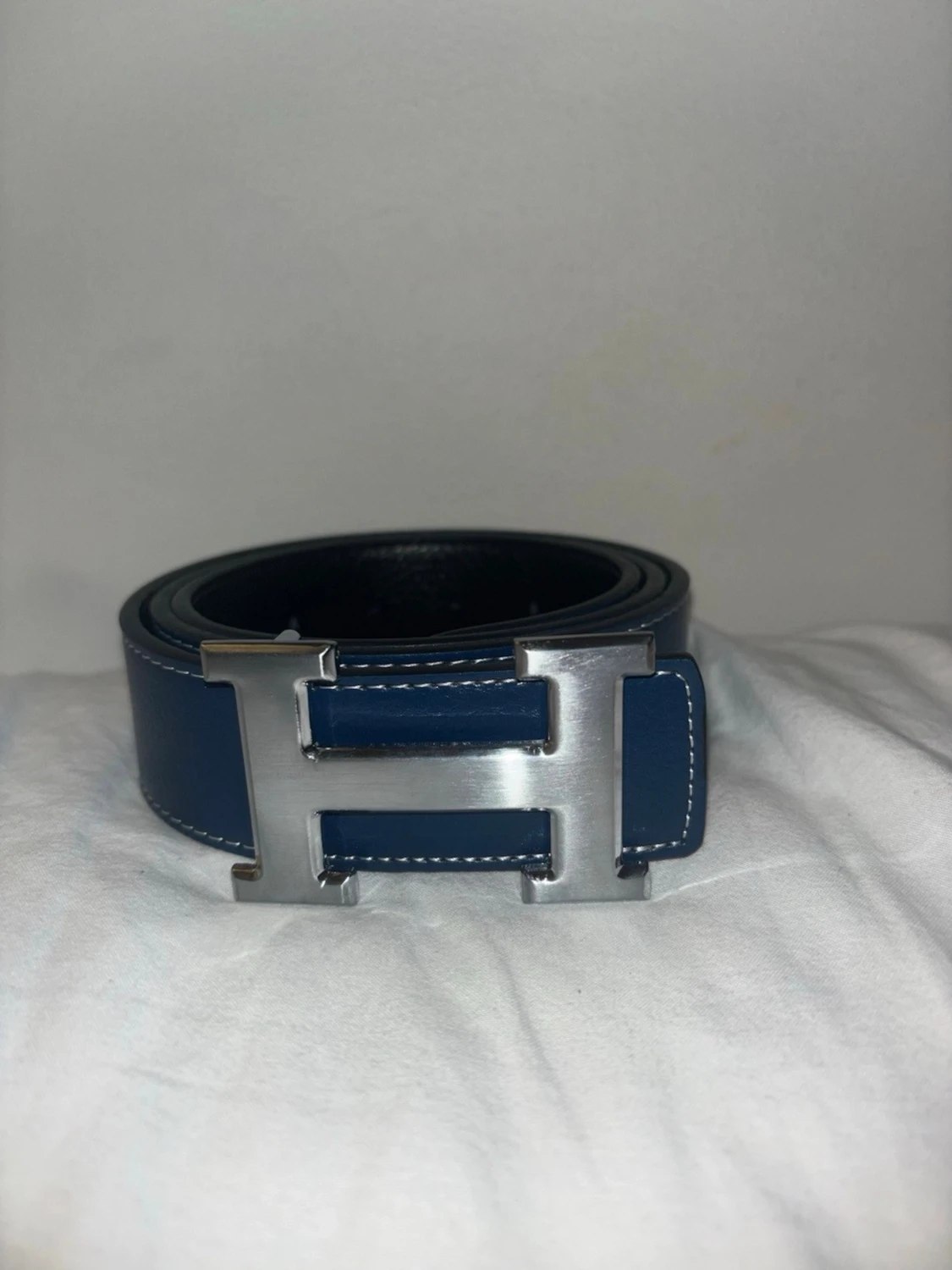 Läder bälte med silver spänne